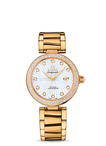 Omega LadyMatic Co-Axial 34 Yellow Gold / Diamond / MOP / Bracelet